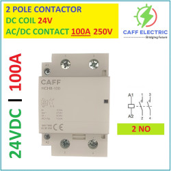 CAFF DIN RAIL DC CONTACTOR 2P COIL 24VDC CONTACT DC/AC 250V 100A 2-NO